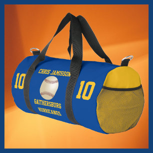 Baseball Team, Coach, Player Blue Gold Personalise Duffle Bag