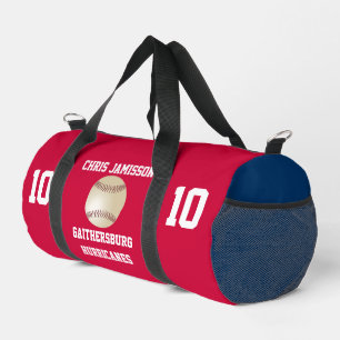 Baseball Team, Coach, Player Red White Blue Custom Duffle Bag