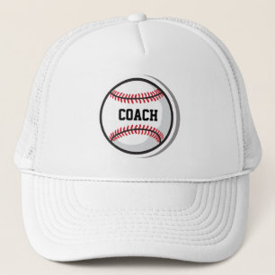 Baseball Team COACH White Red Black Trucker Hat