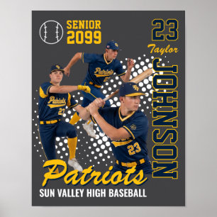 Baseball Team Custom Photo Senior Night Blue Poster
