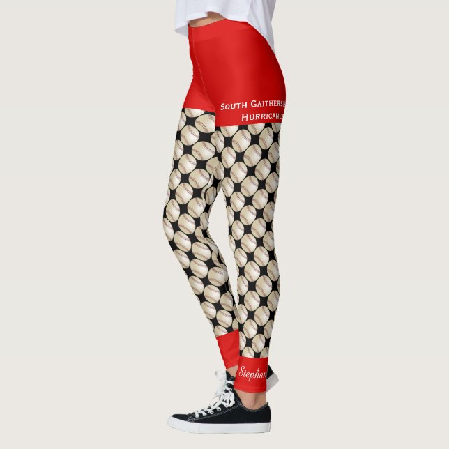 Baseball Team Leggings with Fake Red Shorts (Left)