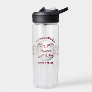 baseball team name kids teens personalised water bottle