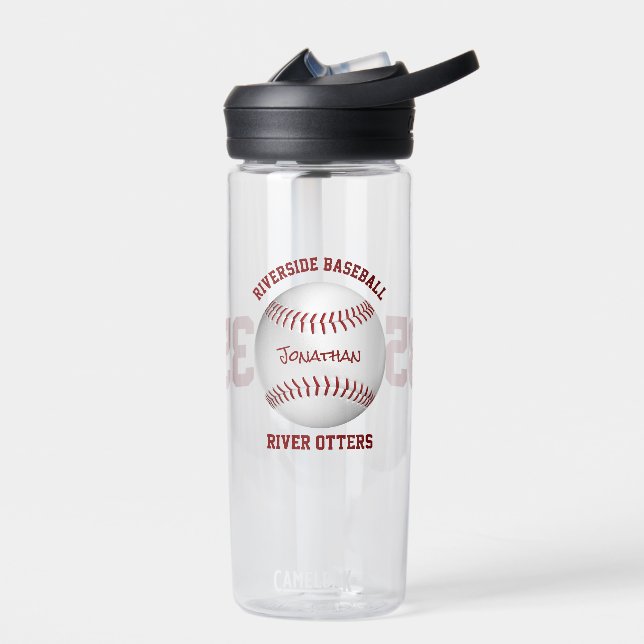 baseball team name kids teens personalised water bottle (Left)