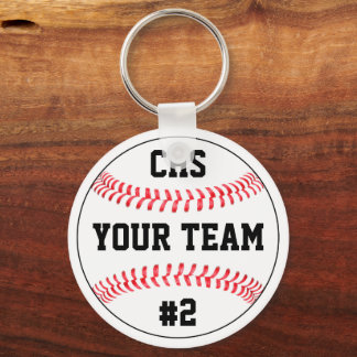 Baseball Team Name, School Letters & Player Number Key Ring