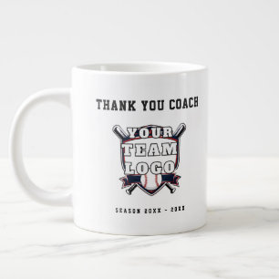 Baseball Team Photo Logo Thank you Coach Large Coffee Mug