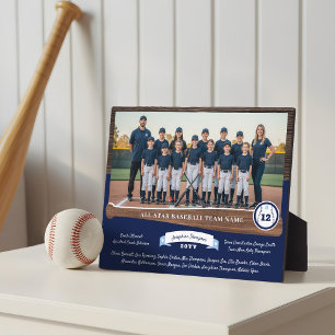 Baseball Team Photo Roster Player Number & Name Plaque