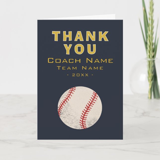 Baseball Team Player Coach  Thank You Card (Front)