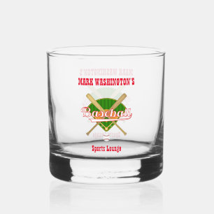 Baseball Team Player Sports Lounge Rocks Whiskey Glass