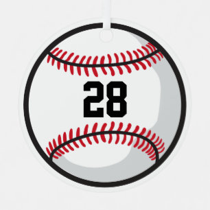 Baseball Team Player White Red Black Custom Fun Metal Tree Decoration