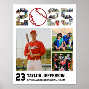Baseball Team Senior 2025 Sports Photo Collage Poster