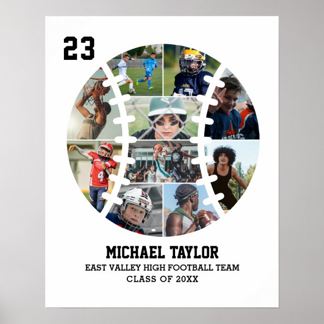 Baseball Team Senior Graduation Gift Photo Collage Poster (Front)