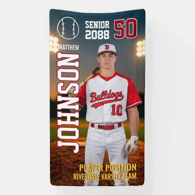 Baseball Team Senior Night Custom Player Photo Banner (Vertical)