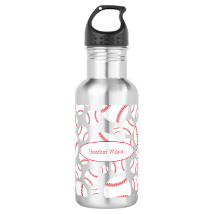 Baseball Team Silver Water Bottle with Name