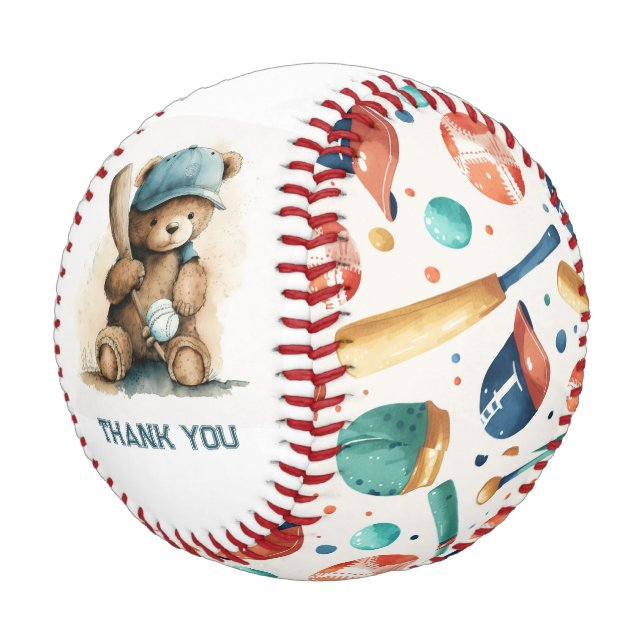 Baseball Teddy Bear Sport Baby Shower Favour  (Angled)