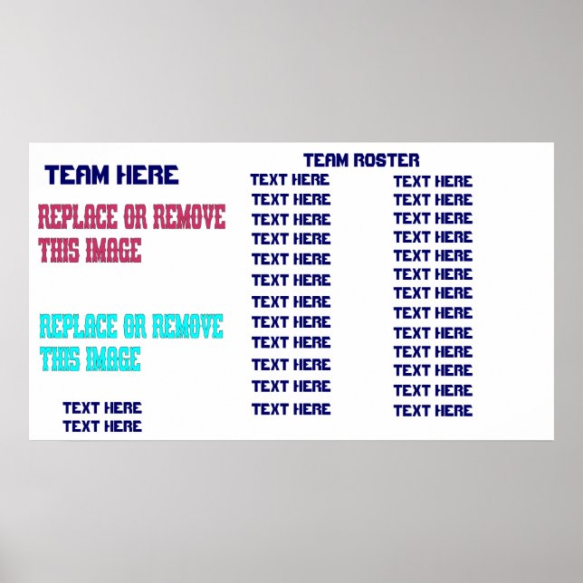 Baseball Template Team Roster Customise Poster (Front)