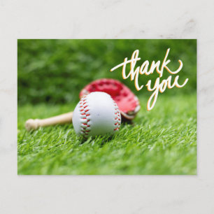 Baseball Thank you card on green grass