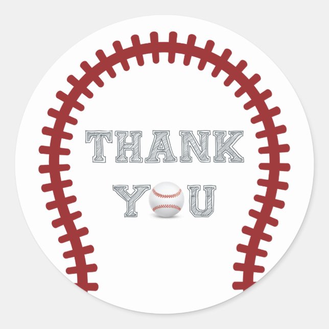 Baseball Thank you Classic Round Sticker (Front)