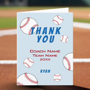 Baseball Thank you Coach Card