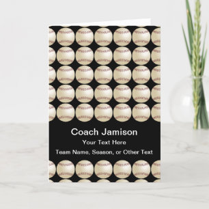Baseball Thanks Coach, Name, Blank Inside, Black Card