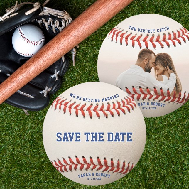 Baseball The Perfect Catch Photo Wedding Save The Date (Baseball The Perfect Catch Photo Wedding Save The Date)
