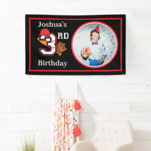 Baseball Theme 3nd Birthday Photo Bat Ball Mitt Banner