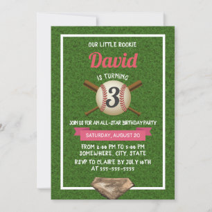 Baseball Theme All Star Birthday Party Invitation