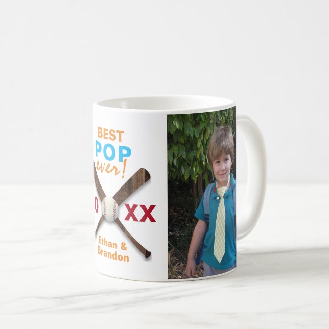 Baseball Theme Best Pop Ever Custom Photo Coffee Mug (Front Right)