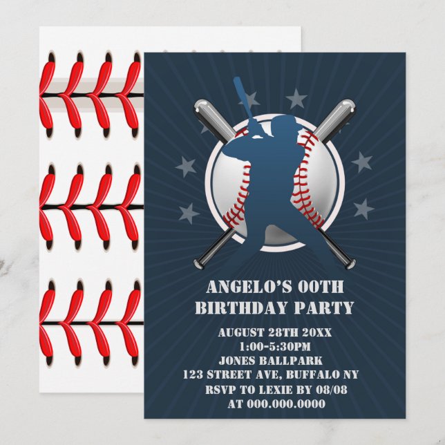 Baseball Theme Birthday Party  (Front/Back)
