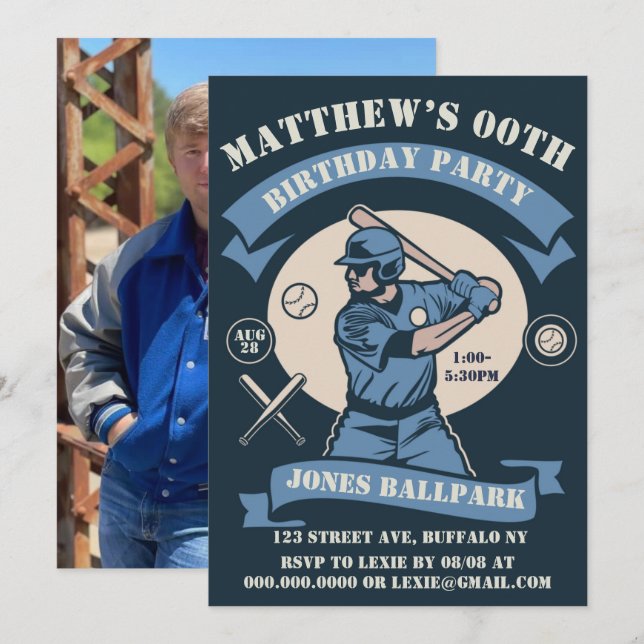 Baseball Theme Birthday Party  (Front/Back)