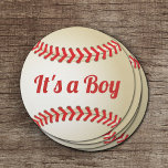 Baseball Theme Boy Baby Shower Round Paper Coaster<br><div class="desc">Baseball Theme Boy Baby Shower Paper Coaster.</div>