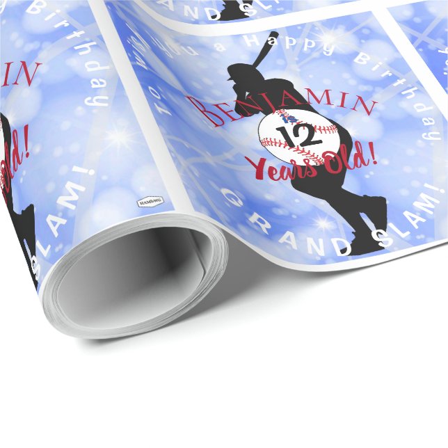 Baseball Theme Gift Wrap Birthday HAMbyWG (Roll Corner)