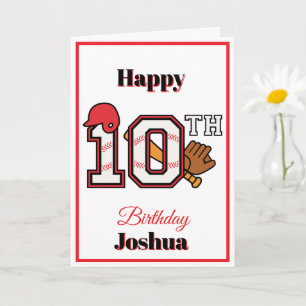 Baseball theme Happy 10th Sport Birthday Greeting Card