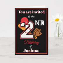 Baseball theme Happy 2nd Sport Birthday Invitation