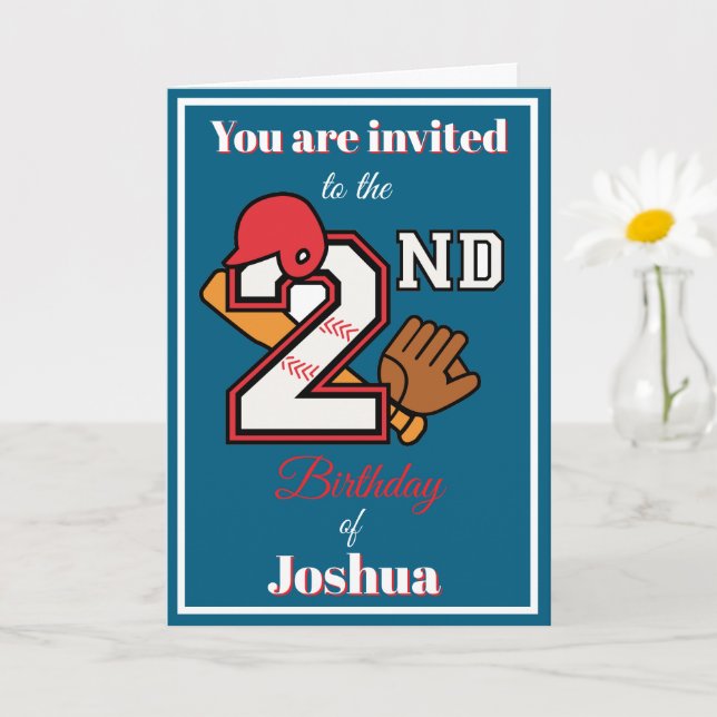 Baseball theme Happy 2nd Sport Birthday Invitation (Small Plant)