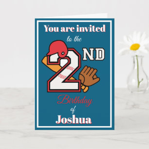 Baseball theme Happy 2nd Sport Birthday Invitation