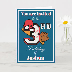 Baseball theme Happy 3rd Sport Birthday Invitation