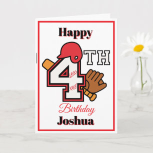 Baseball theme Happy 4th Sport Birthday Greeting Card