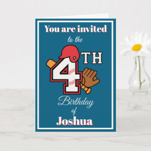 Baseball theme Happy 4th Sport Birthday Invitation