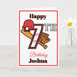 Baseball theme Happy 7th Sport Birthday Greeting Card