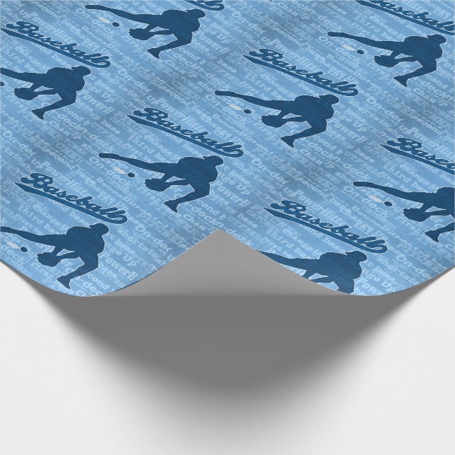 Baseball Theme in Shades of Blue Wrapping Paper (Corner)