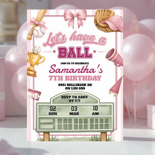 Baseball Theme Let's Have a Ball Birthday Invitation