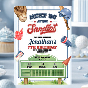 Baseball Theme Meet Us At The Sandlot Birthday Invitation
