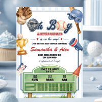 Baseball Theme Oh Boy Baby Shower Invitation