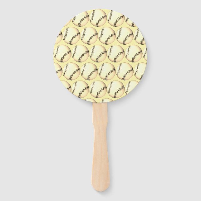 Baseball Theme Pale Yellow  Hand Fan (Front)