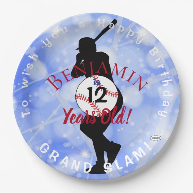 Baseball Theme Paper Plate Birthday HAMbyWG (Front)