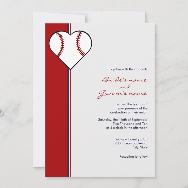 Baseball Theme Wedding Invitations (Front)