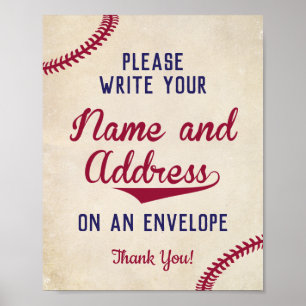Baseball Theme Write Your Name Address on Envelope Poster