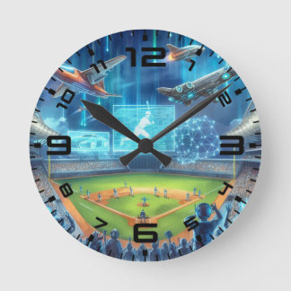 Baseball Themed 8 Inch Acrylic Wall Clock