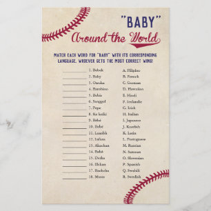 Baseball Themed Baby Around the World Translation Flyer
