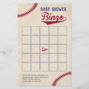 Baseball Themed Baby Shower Bingo Game Flyer